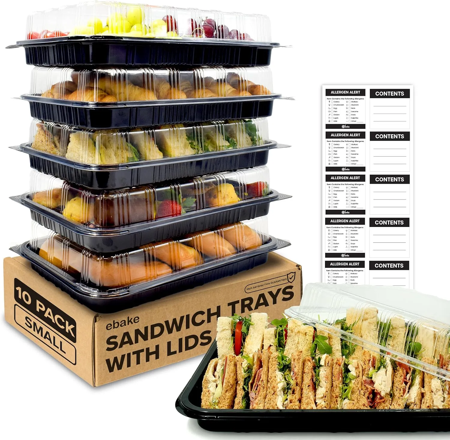 10 Pack Catering Trays with Lids  13" Serving Tray with Lid, Heavy Duty Recyclable Plastic Party Platters for Catering, Buffet, Picnics & Events  Food Trays with Clear Lid (13.39  9.84  2.95 inch)