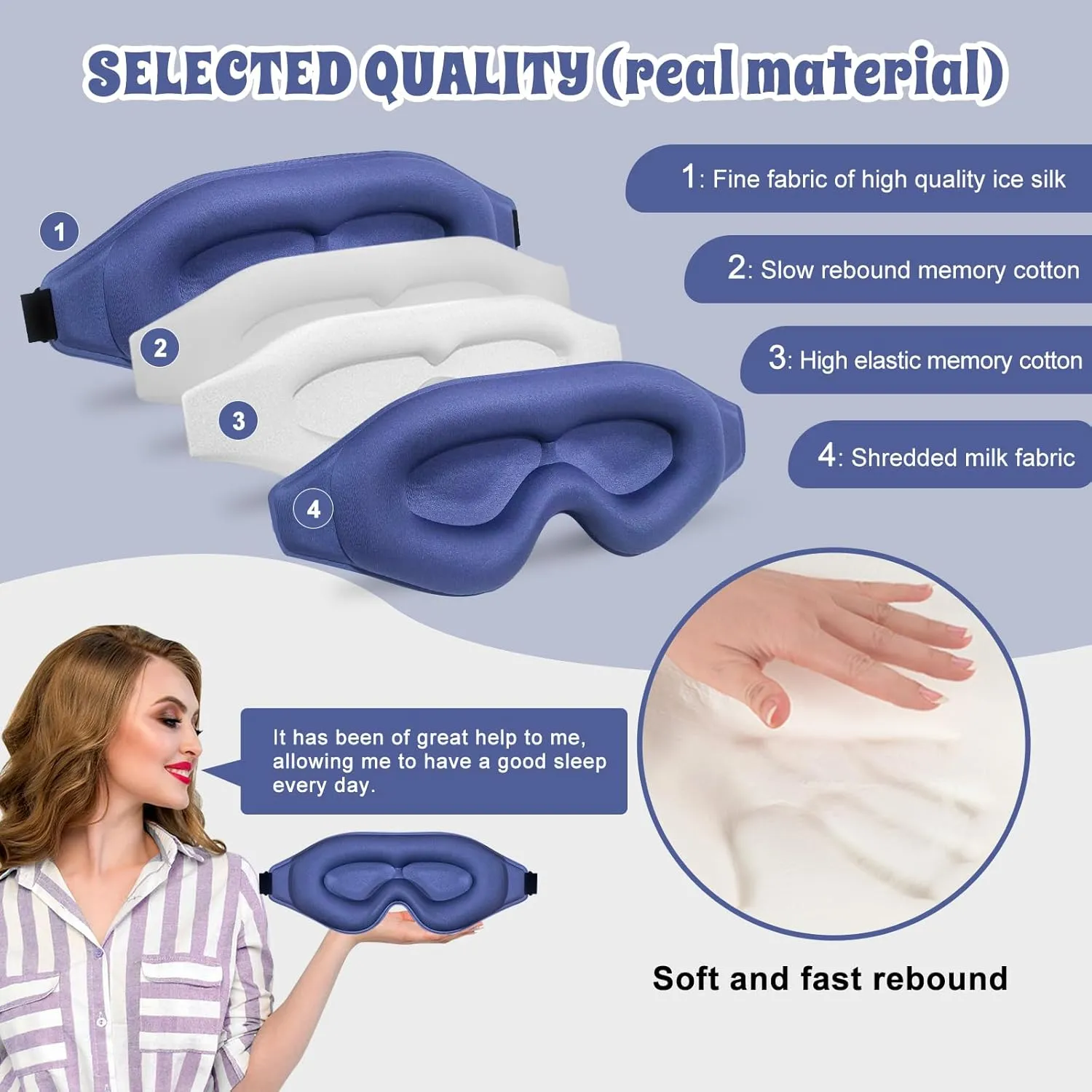 3D Advanced Eye Mask for SleepingUltra Delicate Soft Skin Friendly Eye mask100% Blackout Sleep Eye Mask for Sleep, Eyelash Extension Sleep mask Sleeping Eye Masks for Men and Women