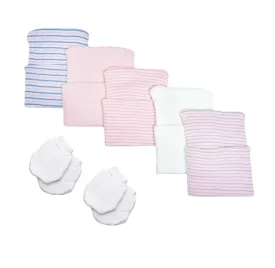 5 Piece Hospital Hat & Mitten Set for Newborn Baby (Girl)