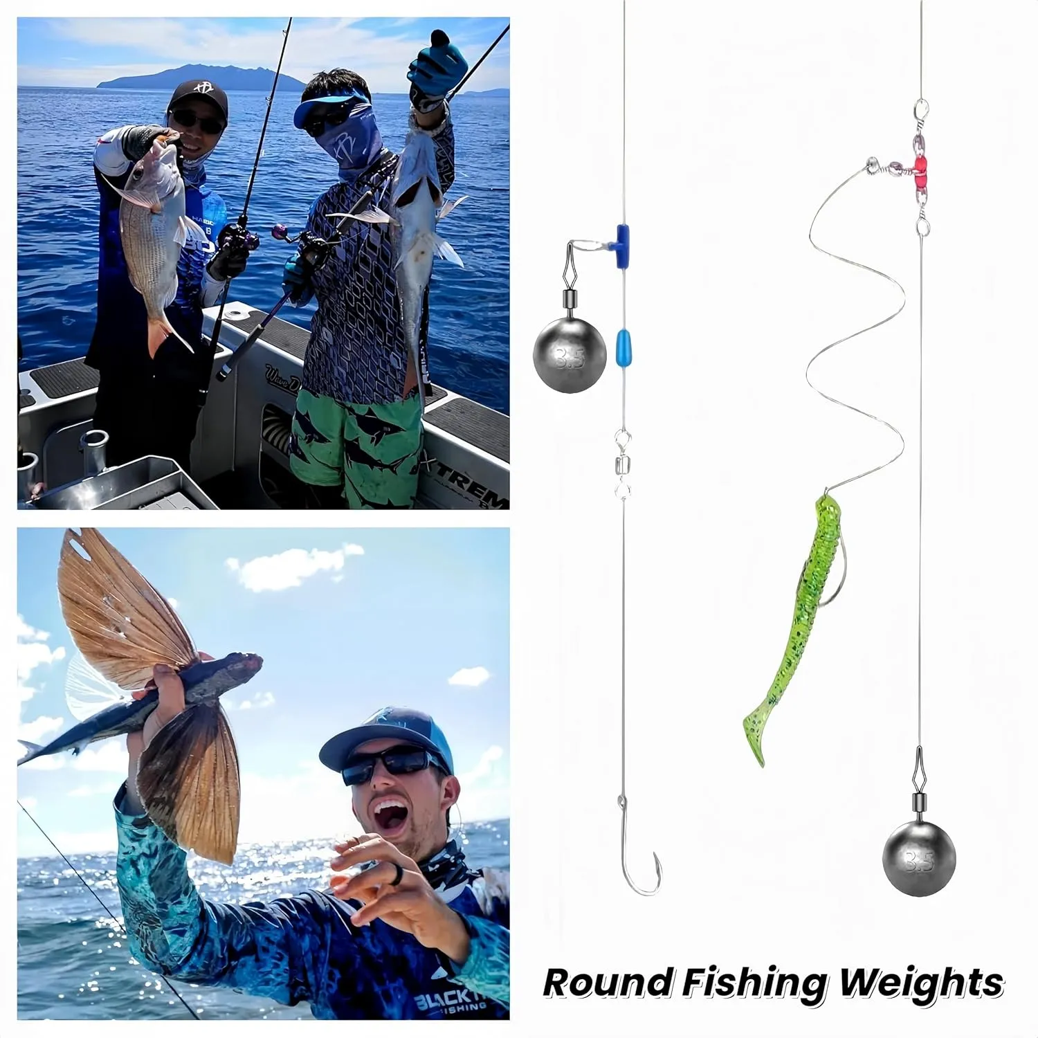 50Pcs Round Fishing Weights Sinkers Ball Fishing Weights Casting Drop Shot Sinkers Catfishing Sinkers Lead Weights Sinkers with Barrel Swivels for Saltwater Freshwater Fishing-(3.5-10g)