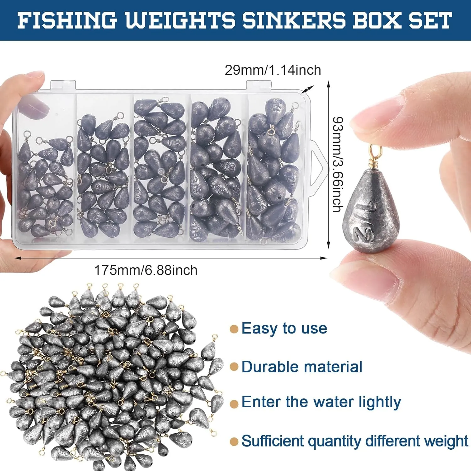 Bell Fishing Weights Sinkers Drop Shaped Fishing Sinkers Catfish Weights for Ocean Saltwater Surf Bass Fishing Casting Gear Tackle Includes