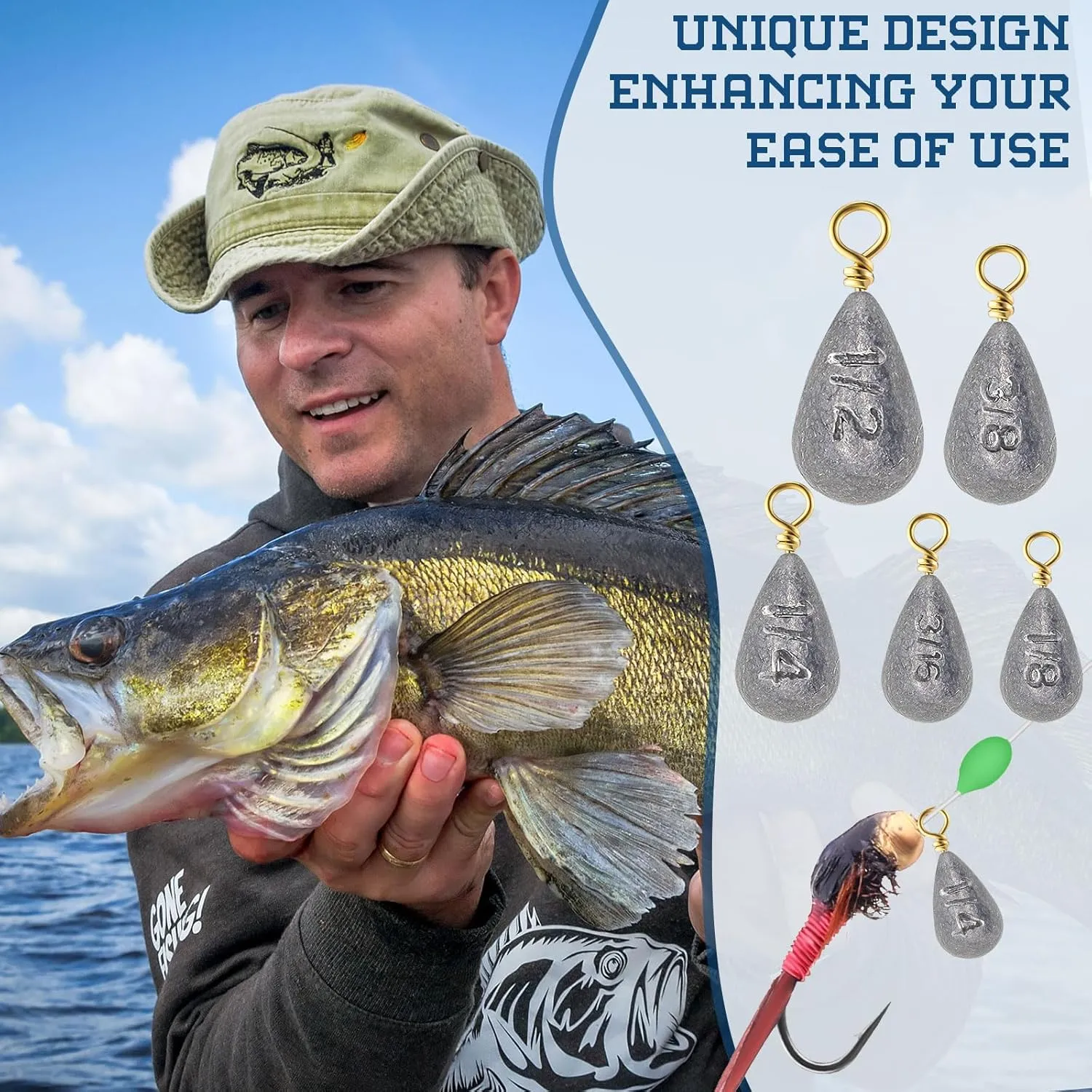 Bell Fishing Weights Sinkers Drop Shaped Fishing Sinkers Catfish Weights for Ocean Saltwater Surf Bass Fishing Casting Gear Tackle Includes