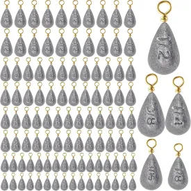 Bell Fishing Weights Sinkers Drop Shaped Fishing Sinkers Catfish Weights for Ocean Saltwater Surf Bass Fishing Casting Gear Tackle Includes