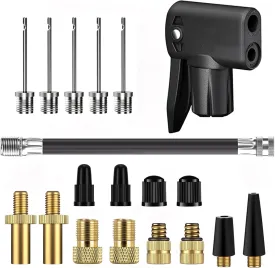 Bike Valve Adapter Bicycle DV AV SV Converter Ball Pump Needle Inflation Needle Set with Presta & Schrader Valve Adapter and Extension Air Tube for All Bike Ball and Inflatable Equipment