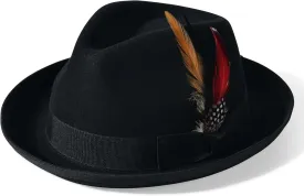 Black Wool Fedora Hat for Men Wide Brim Felt Fedora Hats Mens Trilby Hats with Rolled Brim Classic Panama Dress Hats