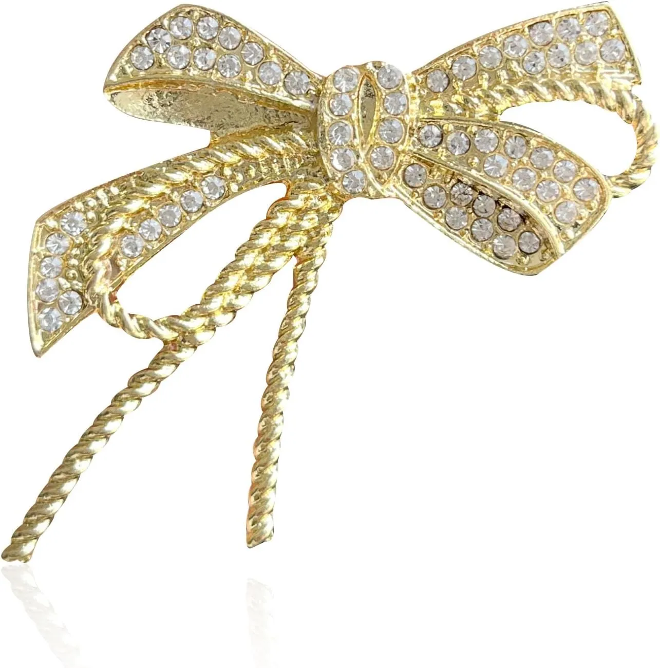 Bow Brooch Pins for Women Vintage Rhinestone Crystal Statement Ribbon Bow Brooch Jewelry Gifts for Daily Wear Parties Weddings