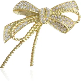 Bow Brooch Pins for Women Vintage Rhinestone Crystal Statement Ribbon Bow Brooch Jewelry Gifts for Daily Wear Parties Weddings