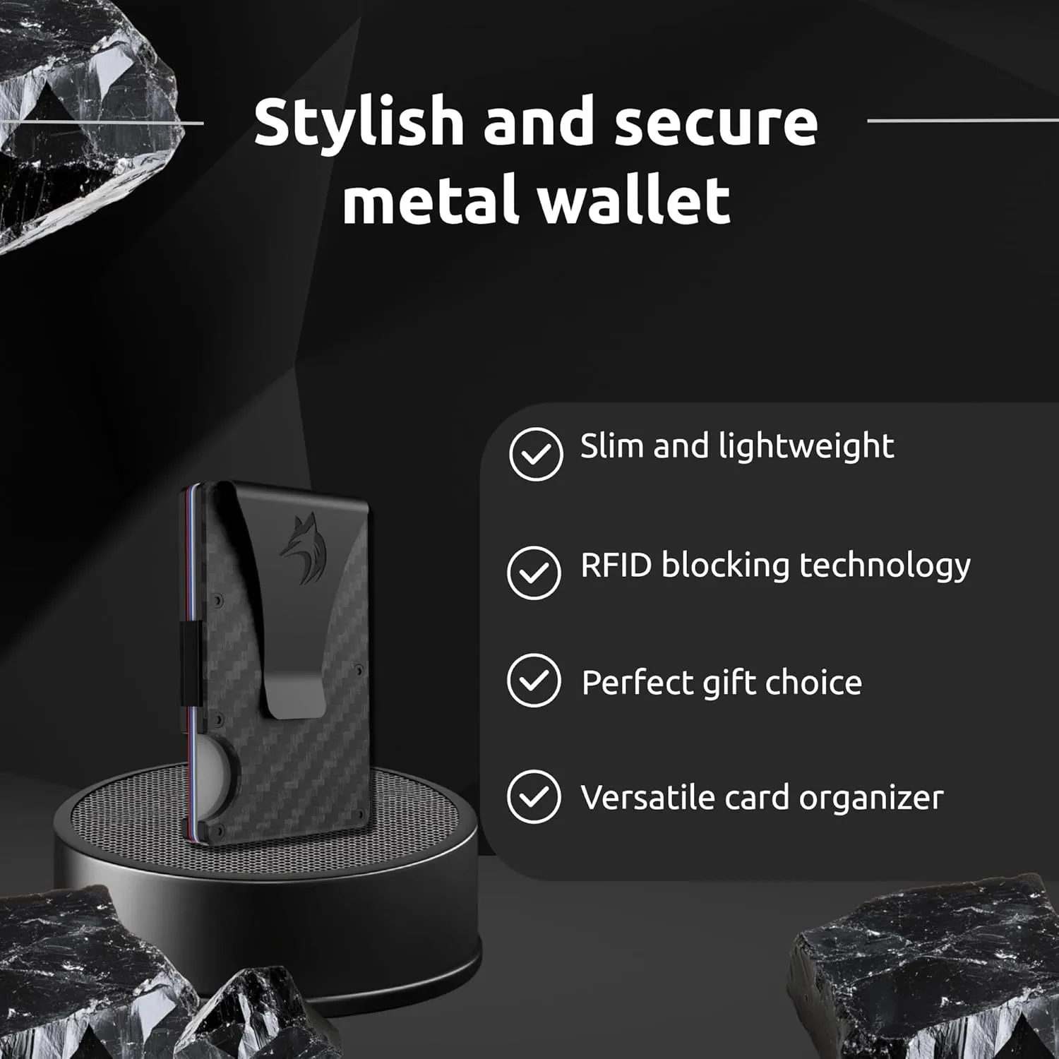 Carbon Wallets For Men - Slim RFID Blocking Front Pocket Wallet with Money Clip