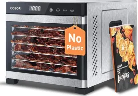 COSORI Food Dehydrator, Bigger Than 7 Trays With Large 6.5" Drying Space, 600W Power Saves More Time Than 480W, 165F Dehydrated Dryer for Jerky, Dog Treats, Herbs, Meat, Fruit, and Yogurt, Silver
