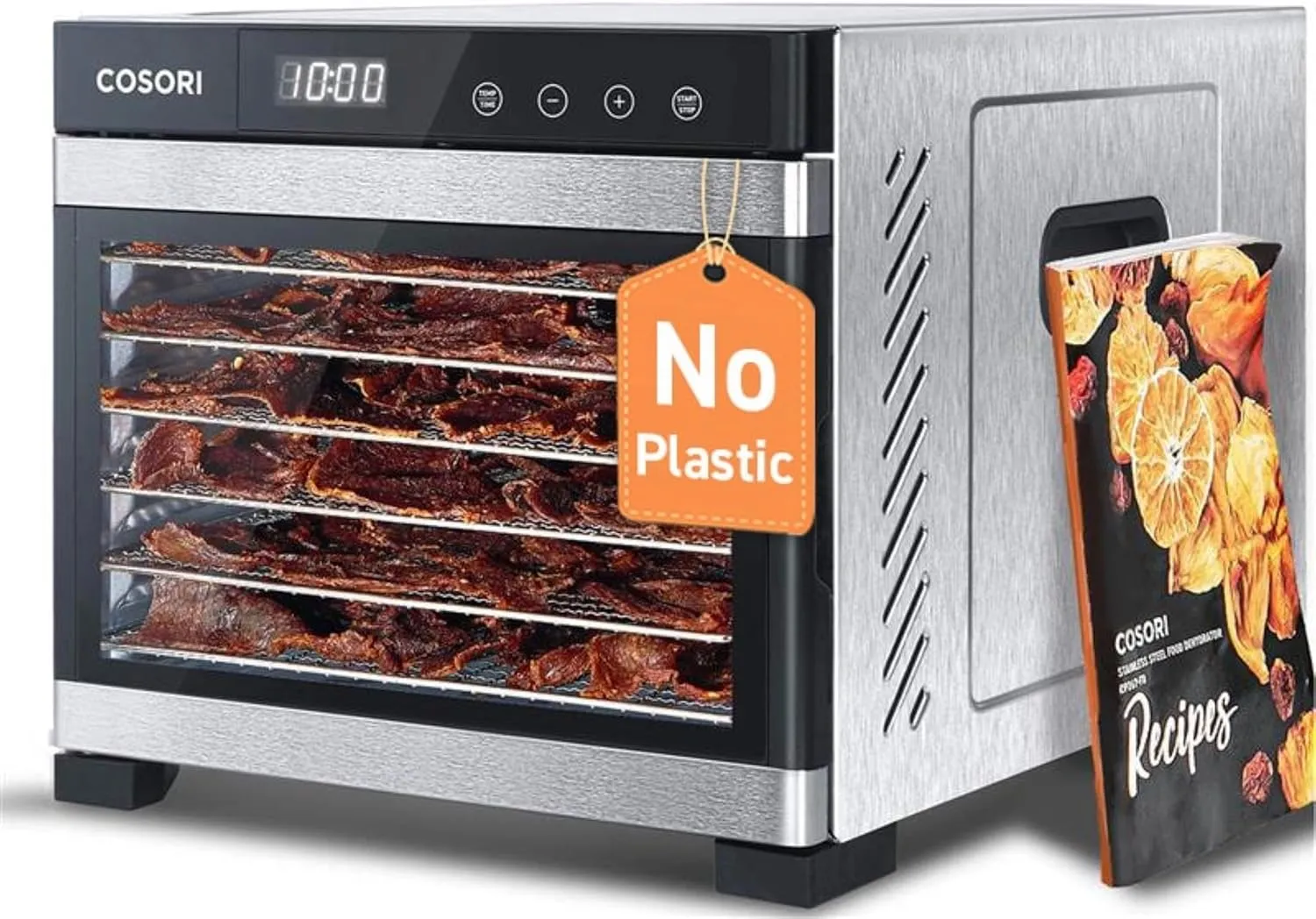 COSORI Food Dehydrator, Bigger Than 7 Trays With Large 6.5" Drying Space, 600W Power Saves More Time Than 480W, 165F Dehydrated Dryer for Jerky, Dog Treats, Herbs, Meat, Fruit, and Yogurt, Silver