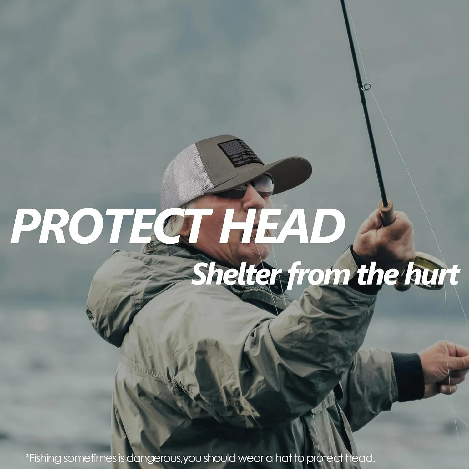 Fishing Gifts for Men Women, Funny Fish Flag Trucker Hat Baseball Cap for Fisherman Unique Stuff