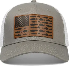 Fishing Gifts for Men Women, Funny Fish Flag Trucker Hat Baseball Cap for Fisherman Unique Stuff