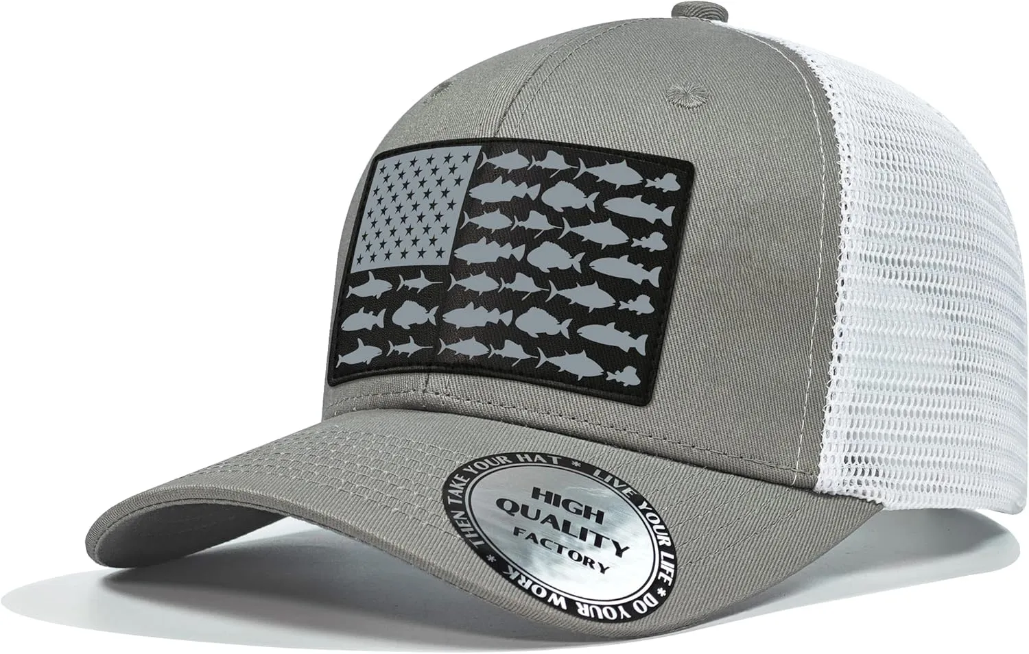 Fishing Gifts for Men Women, Funny Fish Flag Trucker Hat Baseball Cap for Fisherman Unique Stuff