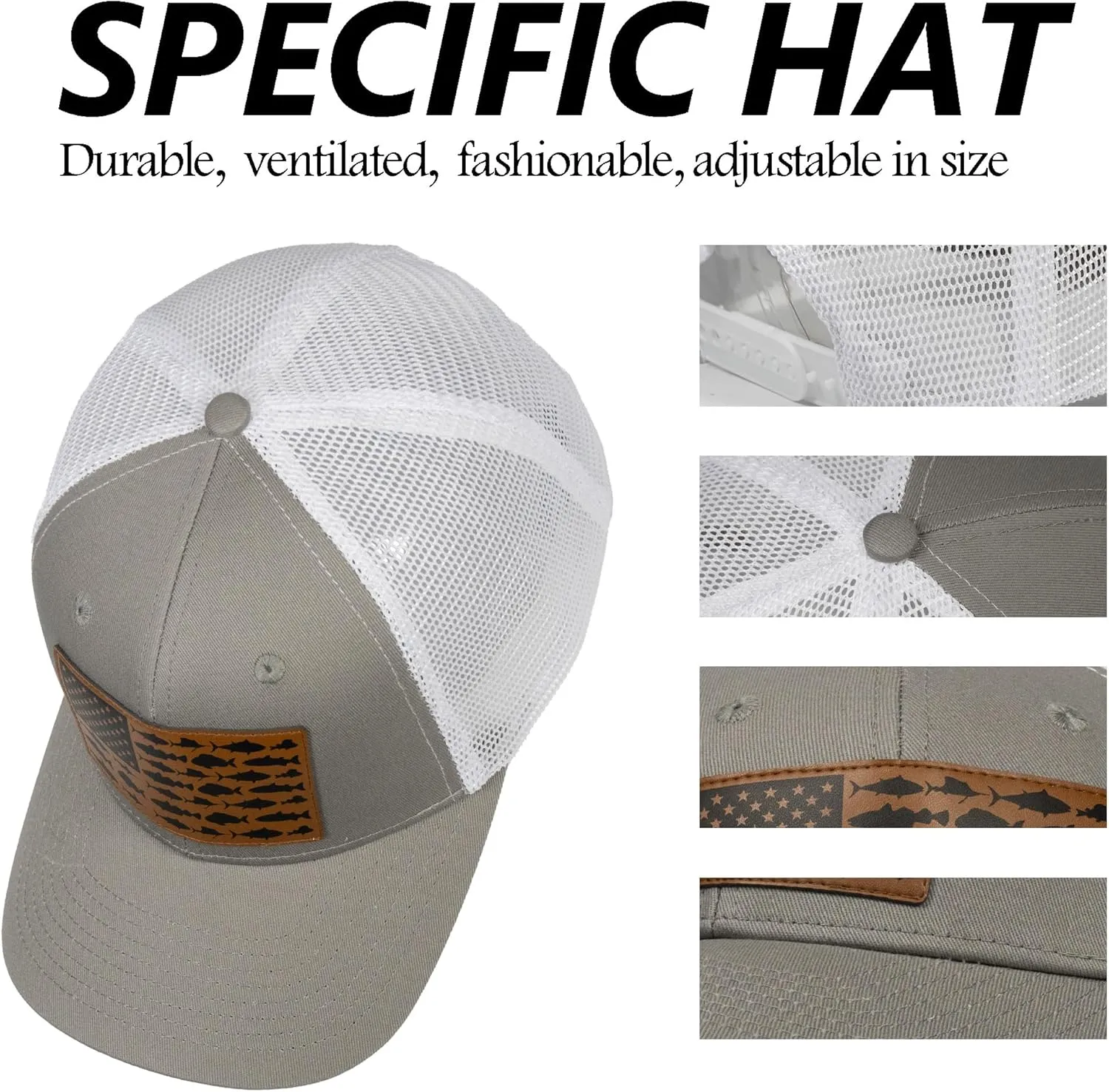 Fishing Gifts for Men Women, Funny Fish Flag Trucker Hat Baseball Cap for Fisherman Unique Stuff