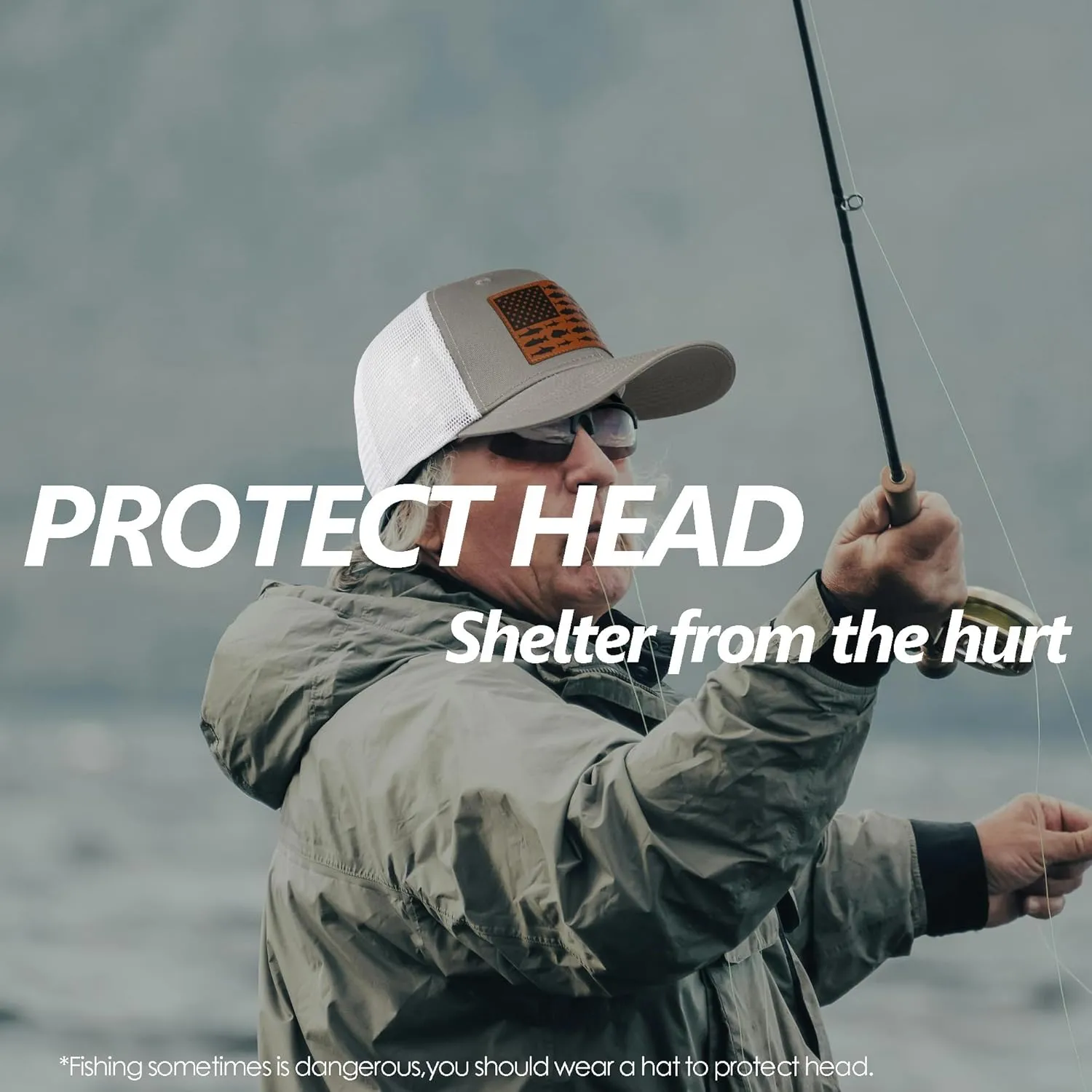 Fishing Gifts for Men Women, Funny Fish Flag Trucker Hat Baseball Cap for Fisherman Unique Stuff