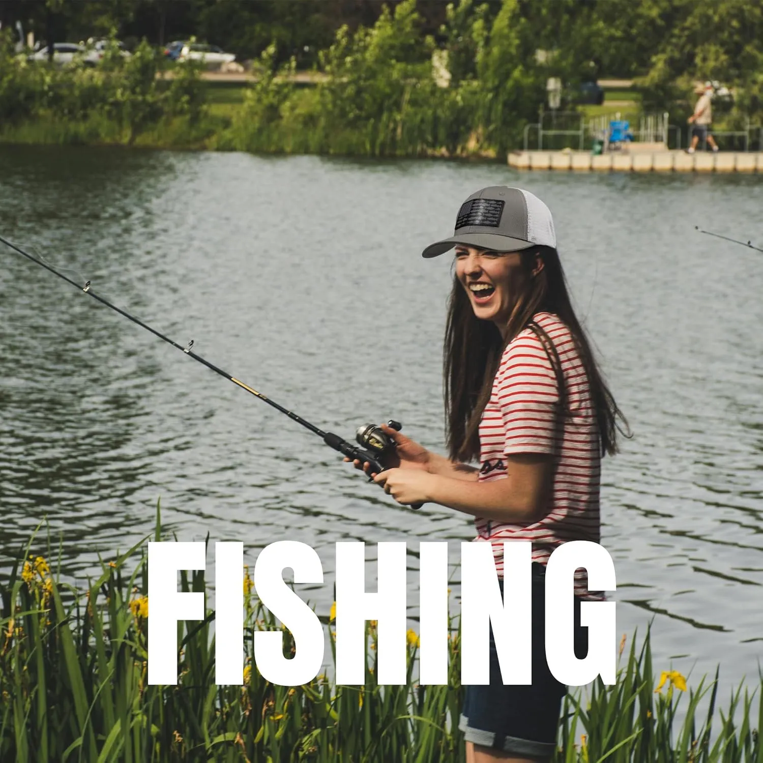 Fishing Gifts for Men Women, Funny Fish Flag Trucker Hat Baseball Cap for Fisherman Unique Stuff