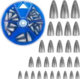 Fishing Weights Kit 29/83pcs Bullet Fishing Weights for Bass Fishing Texas Rigs Worm Weights Fishing Sinkers Freshwater Saltwater Fishing Tackle