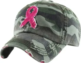 Funky Junque Breast Cancer Awareness Ribbon Baseball Cap Dad Hat for Women