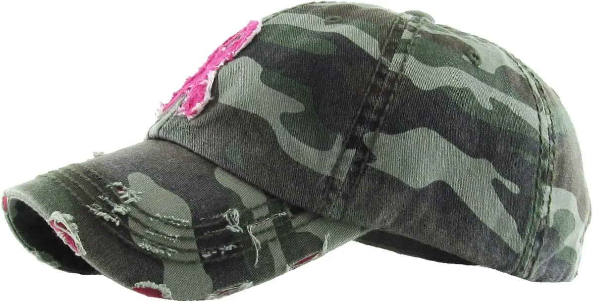 Funky Junque Breast Cancer Awareness Ribbon Baseball Cap Dad Hat for Women