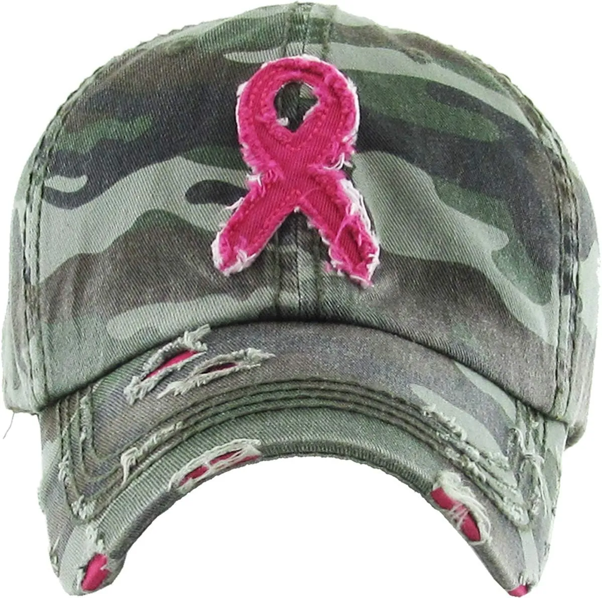 Funky Junque Breast Cancer Awareness Ribbon Baseball Cap Dad Hat for Women