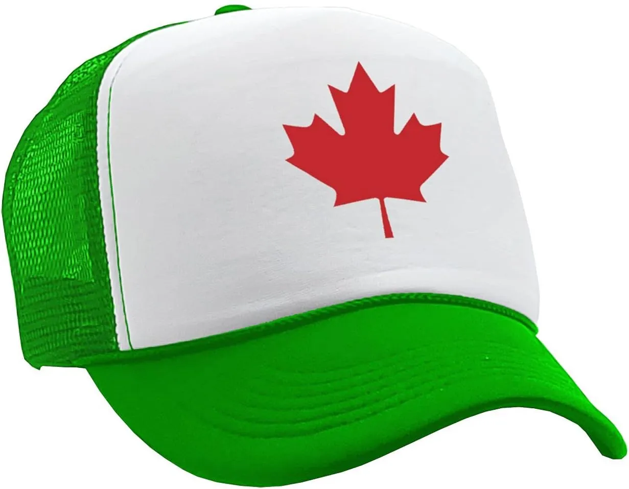 Gooder Tees - Canadian Maple Leaf - O Canada Patriot Pride - Vintage Retro Style Trucker Cap Hat