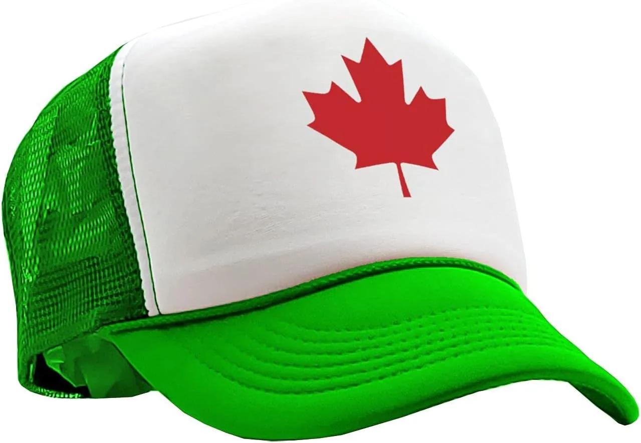 Gooder Tees - Canadian Maple Leaf - O Canada Patriot Pride - Vintage Retro Style Trucker Cap Hat