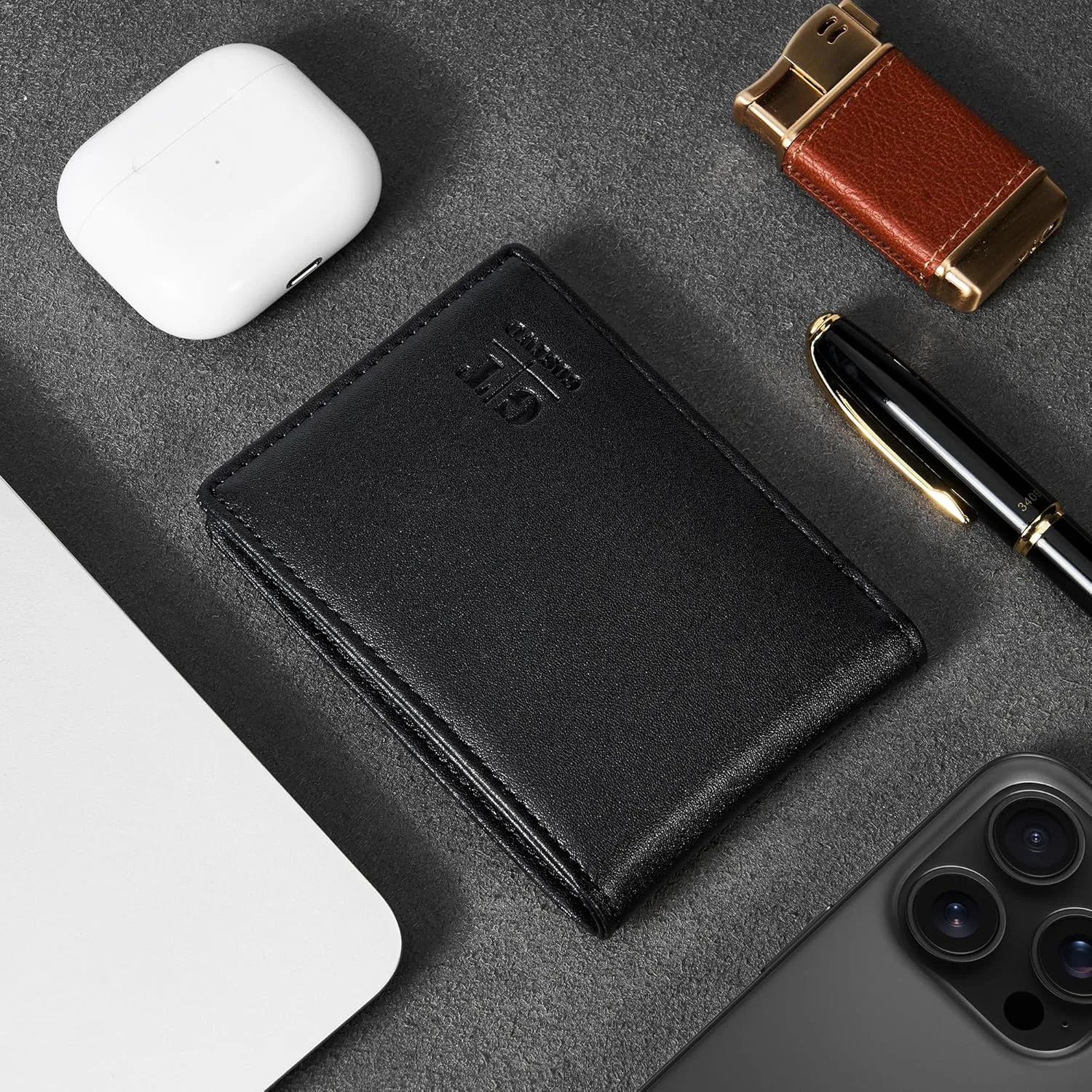 Gostwo Slim Wallet for Men Minimalist Leather ID Window Front Pocket Bifold Wallet