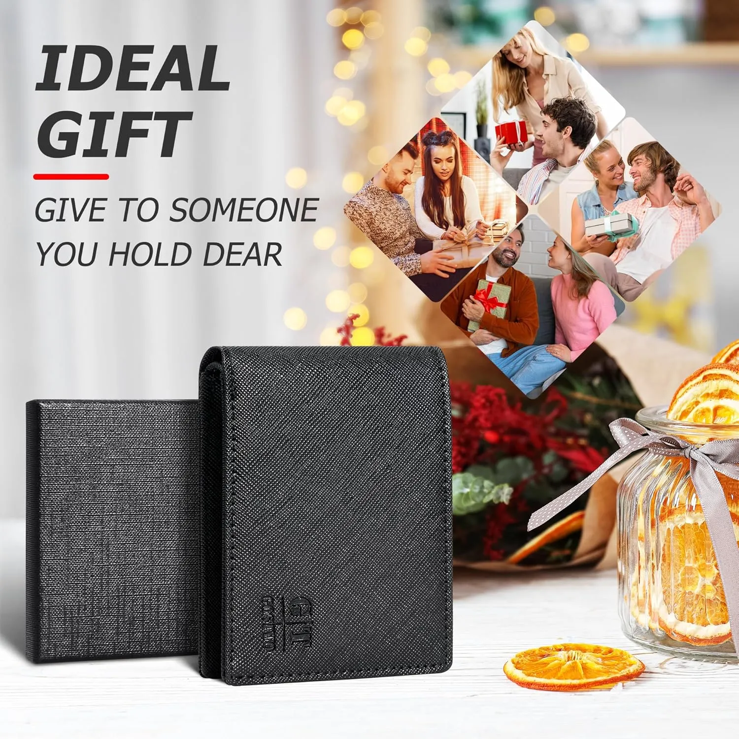 Gostwo Slim Wallet for Men Minimalist Leather ID Window Front Pocket Bifold Wallet