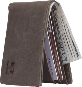 Gostwo Slim Wallet for Men Minimalist Leather ID Window Front Pocket Bifold Wallet