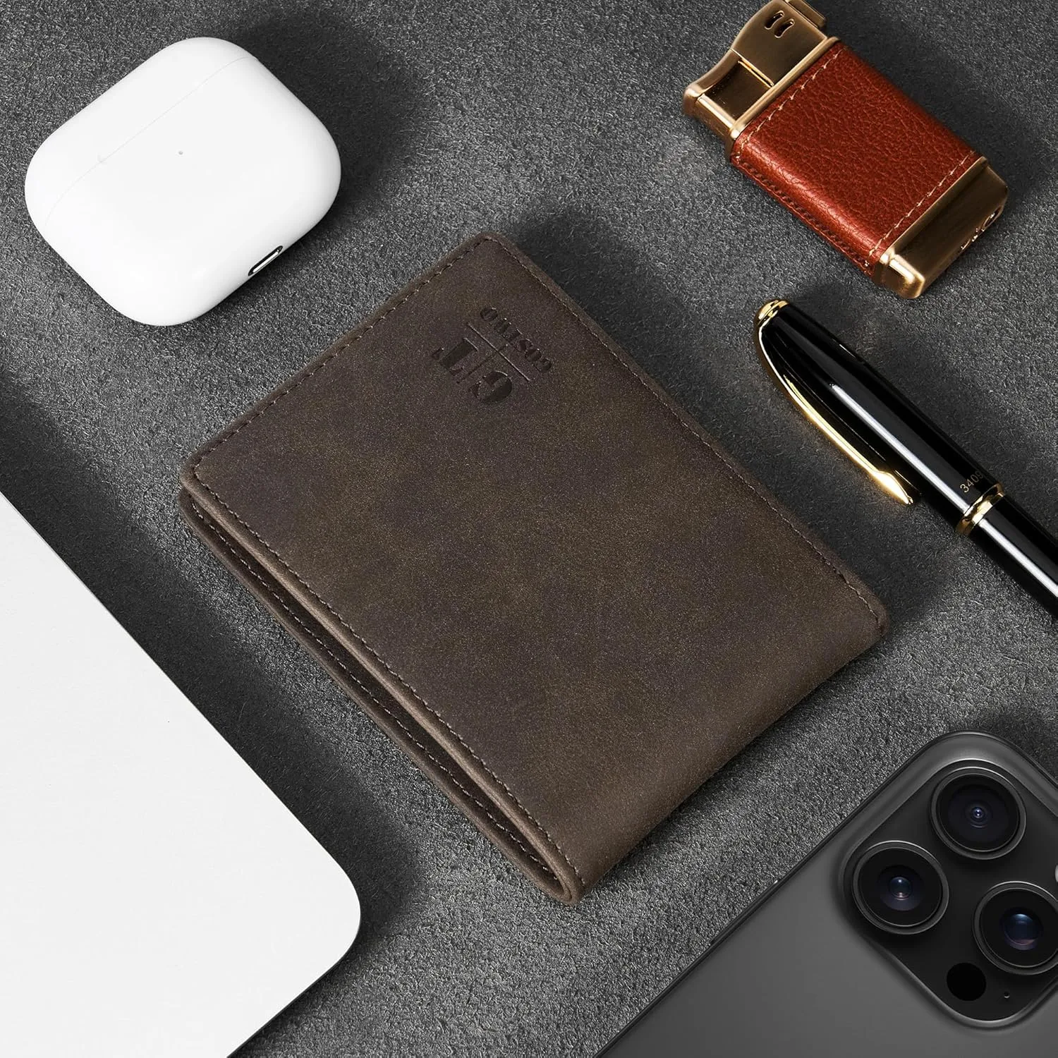 Gostwo Slim Wallet for Men Minimalist Leather ID Window Front Pocket Bifold Wallet