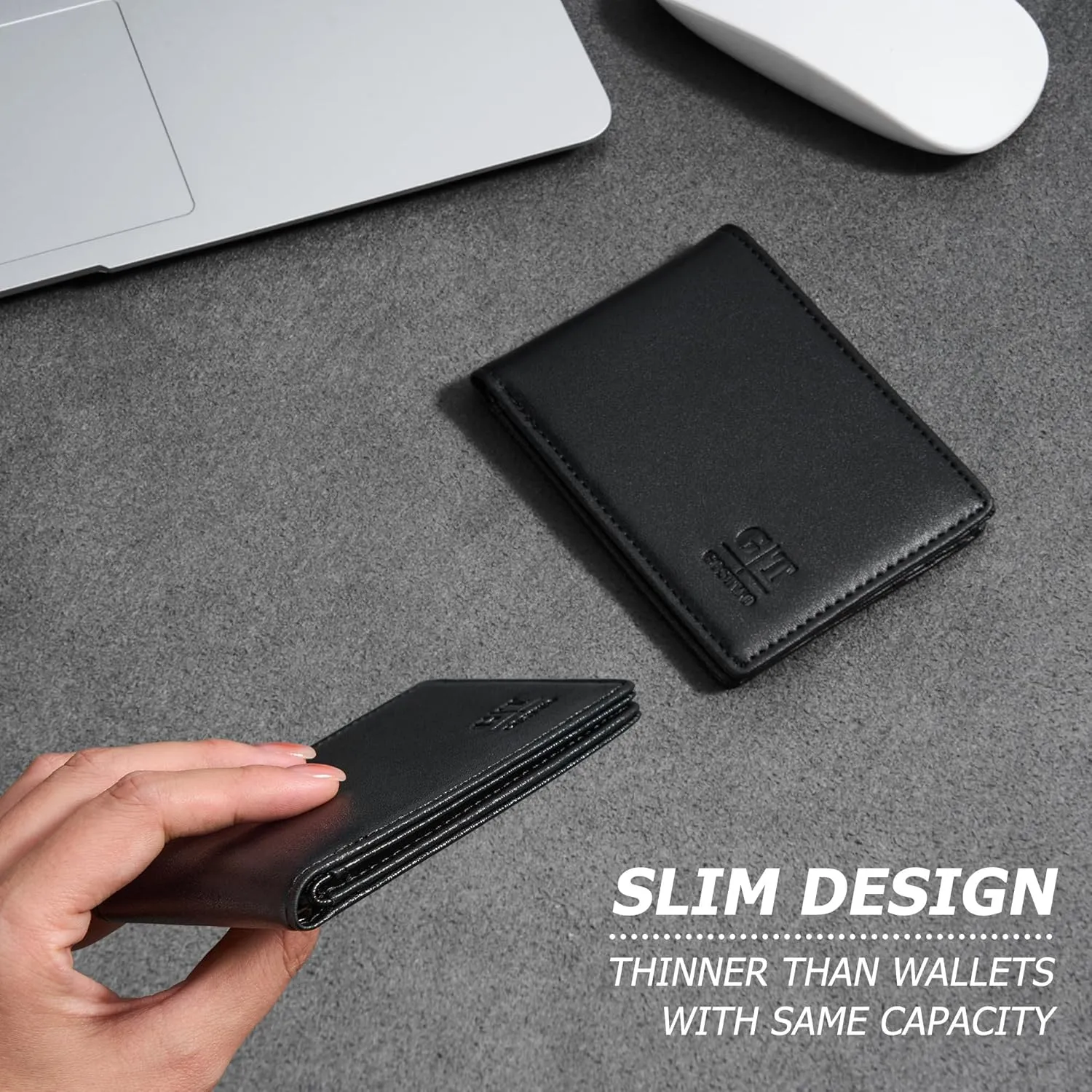 Gostwo Slim Wallet for Men Minimalist Leather ID Window Front Pocket Bifold Wallet