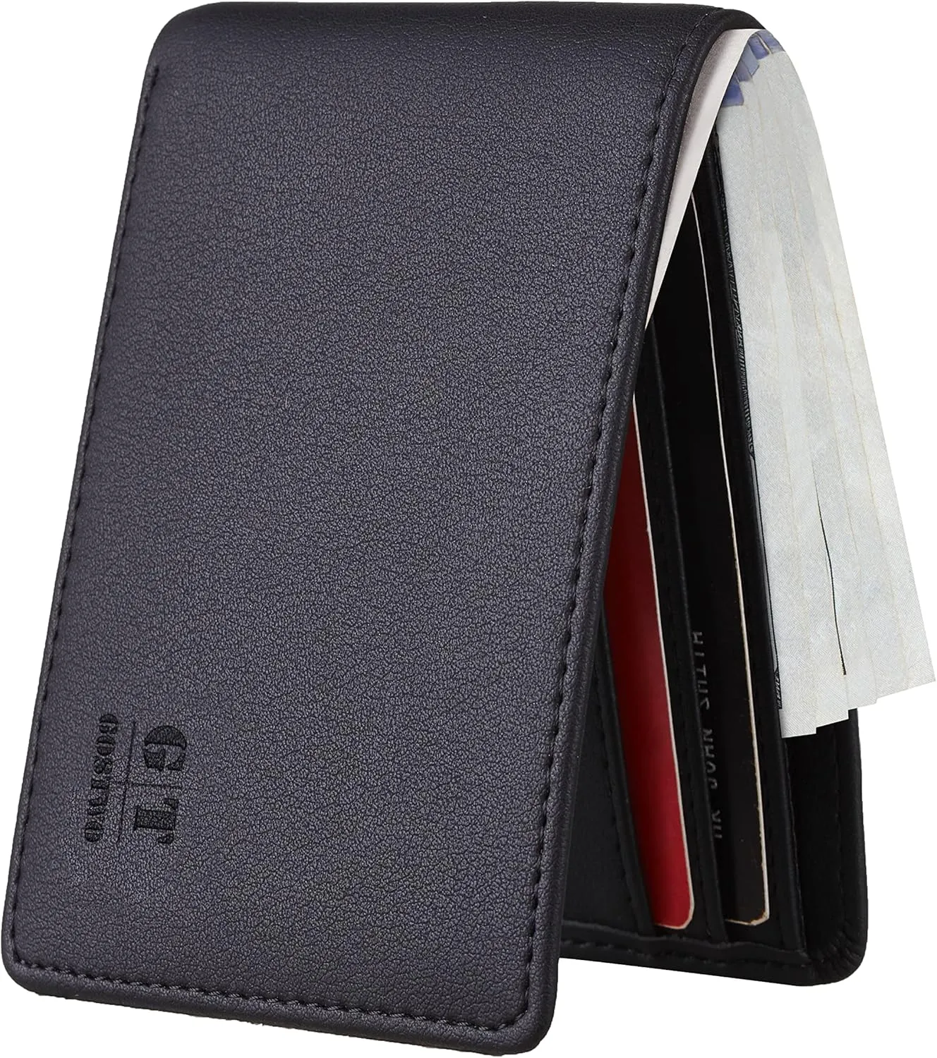 Gostwo Slim Wallet for Men Minimalist Leather ID Window Front Pocket Bifold Wallet