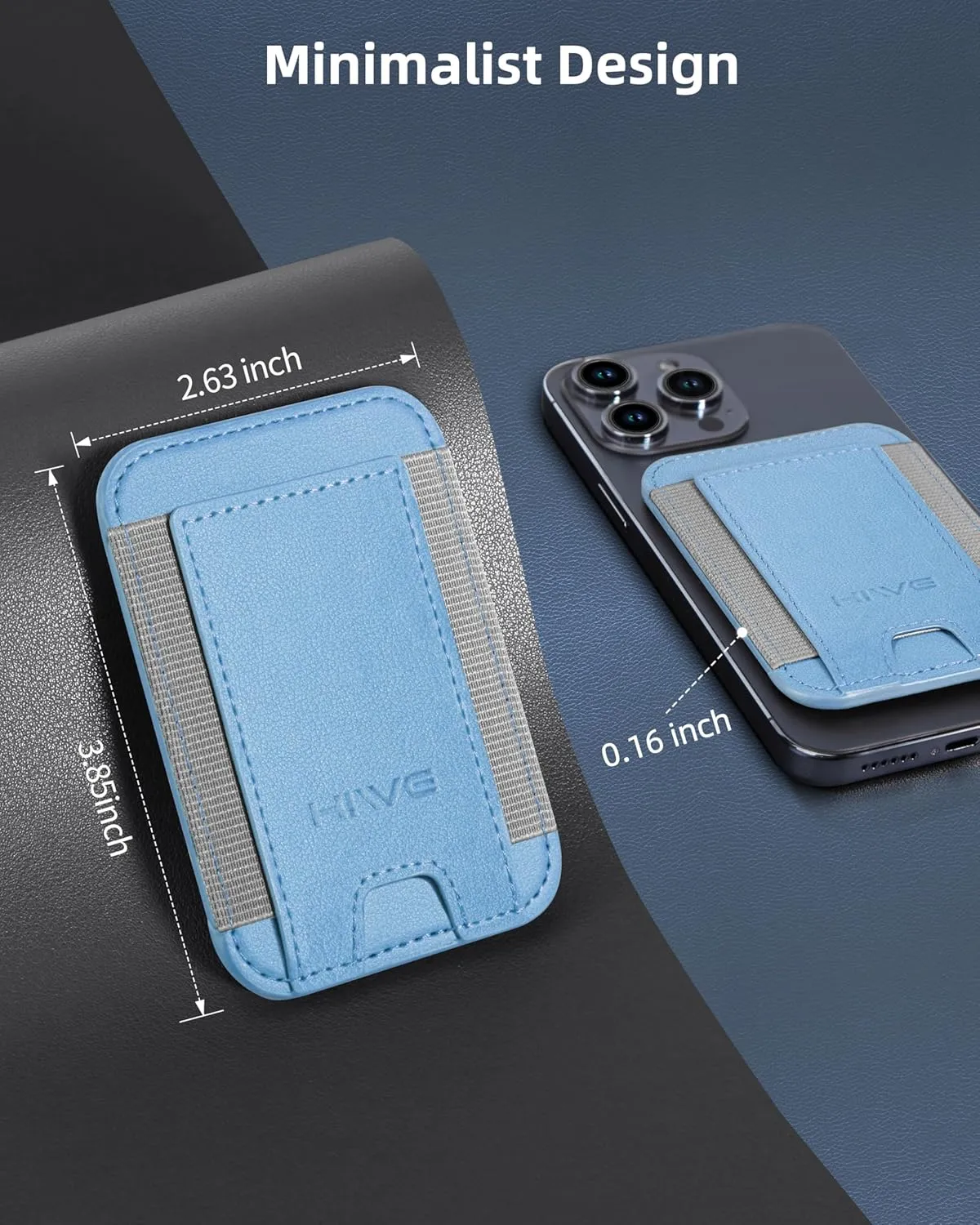 HiWe for MagSafe Wallet, Strongest Magnetic Wallet for iPhone 16/15/14/13/12 Series, 7 Cards Holder, Magnetic Phone Wallet, Leather Minimalist Slim RFID for iPhone Wallet, 1 Slot, Sky Blue