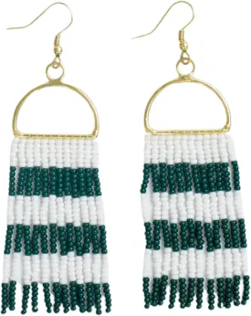 INK ALLOY Game Day Earrings for Women, Beaded Fringe Earrings for Football Gameday Outfits, Handmade Jewelry for College Students, Team Gifts, Teachers, Football Moms