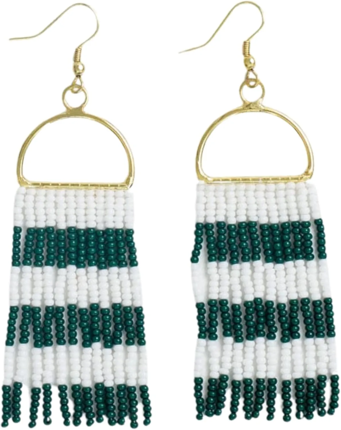 INK ALLOY Game Day Earrings for Women, Beaded Fringe Earrings for Football Gameday Outfits, Handmade Jewelry for College Students, Team Gifts, Teachers, Football Moms