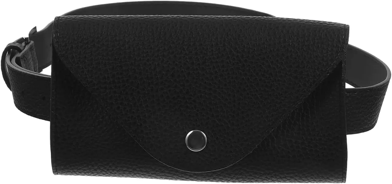 Leather Belt Bag Envelope Phone Bag Women Waist Pack Belt Phone Purse Black