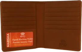 MARSHAL RFID Blocking Bifold Hipster Credit Card Wallet Premium Lambskin Leather (Antique)