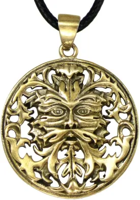Moonlight Mysteries Bronze Celtic Green man Pendant Necklace by Oberon Zell