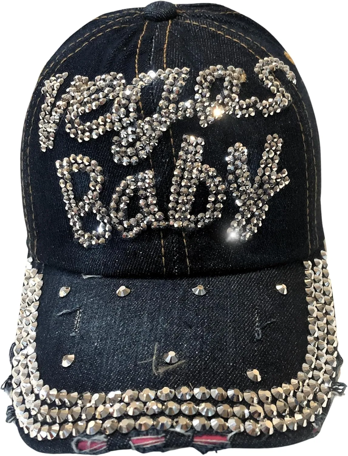 Popfizzy Bling Las Vegas Baby Hat, Rhinestone Baseball Cap for Women, Las Vegas Souvenir, Bedazzled Gifts