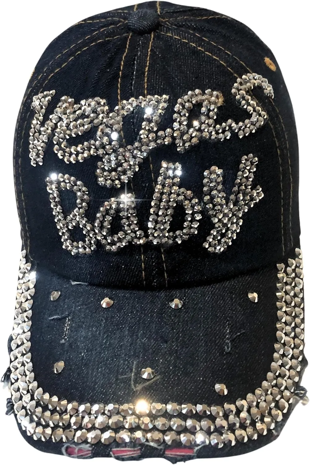 Popfizzy Bling Las Vegas Baby Hat, Rhinestone Baseball Cap for Women, Las Vegas Souvenir, Bedazzled Gifts