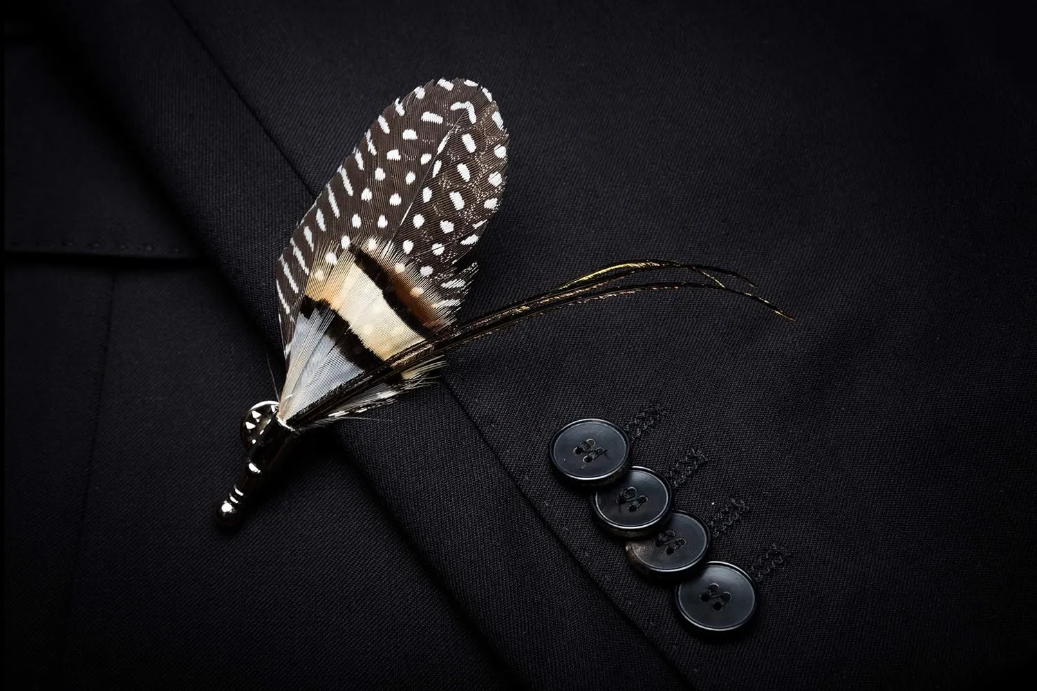 RBOCOTT Handmade Feather Pre-tied Bow tie and Brooch Sets for Men
