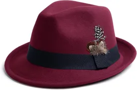 Short Brim Fedora Hats for Men & Women Felt Dress Panama Trilby Hats with Feathers Band