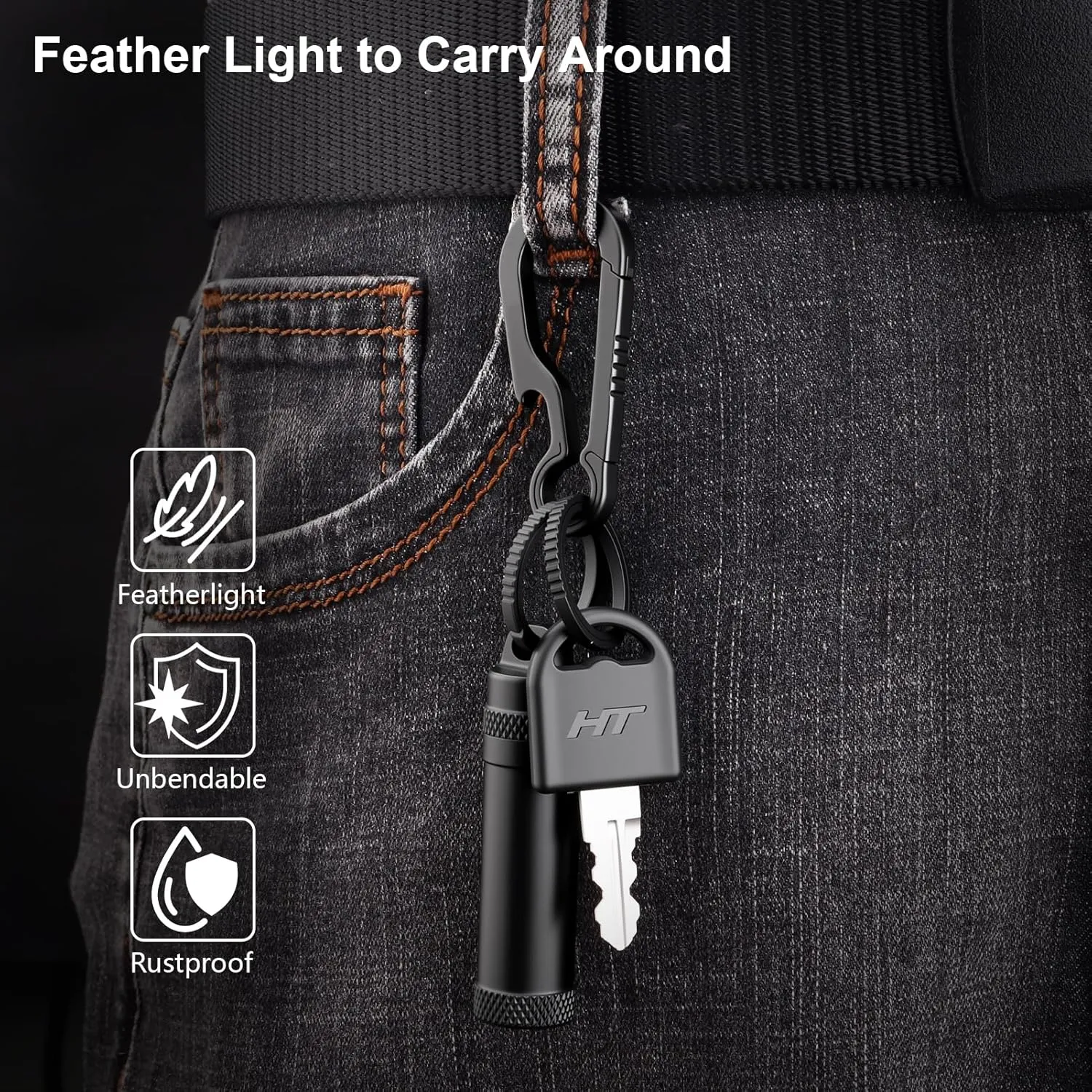 Titanium Key Rings Heavy Duty Side Pushing Split Keyrings for Key Carabiner Quick Release Keychain Rings
