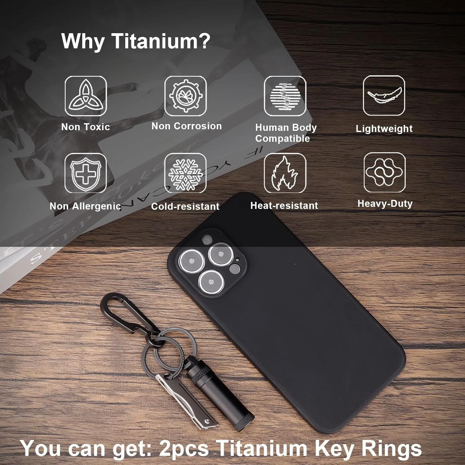 Titanium Key Rings Heavy Duty Side Pushing Split Keyrings for Key Carabiner Quick Release Keychain Rings