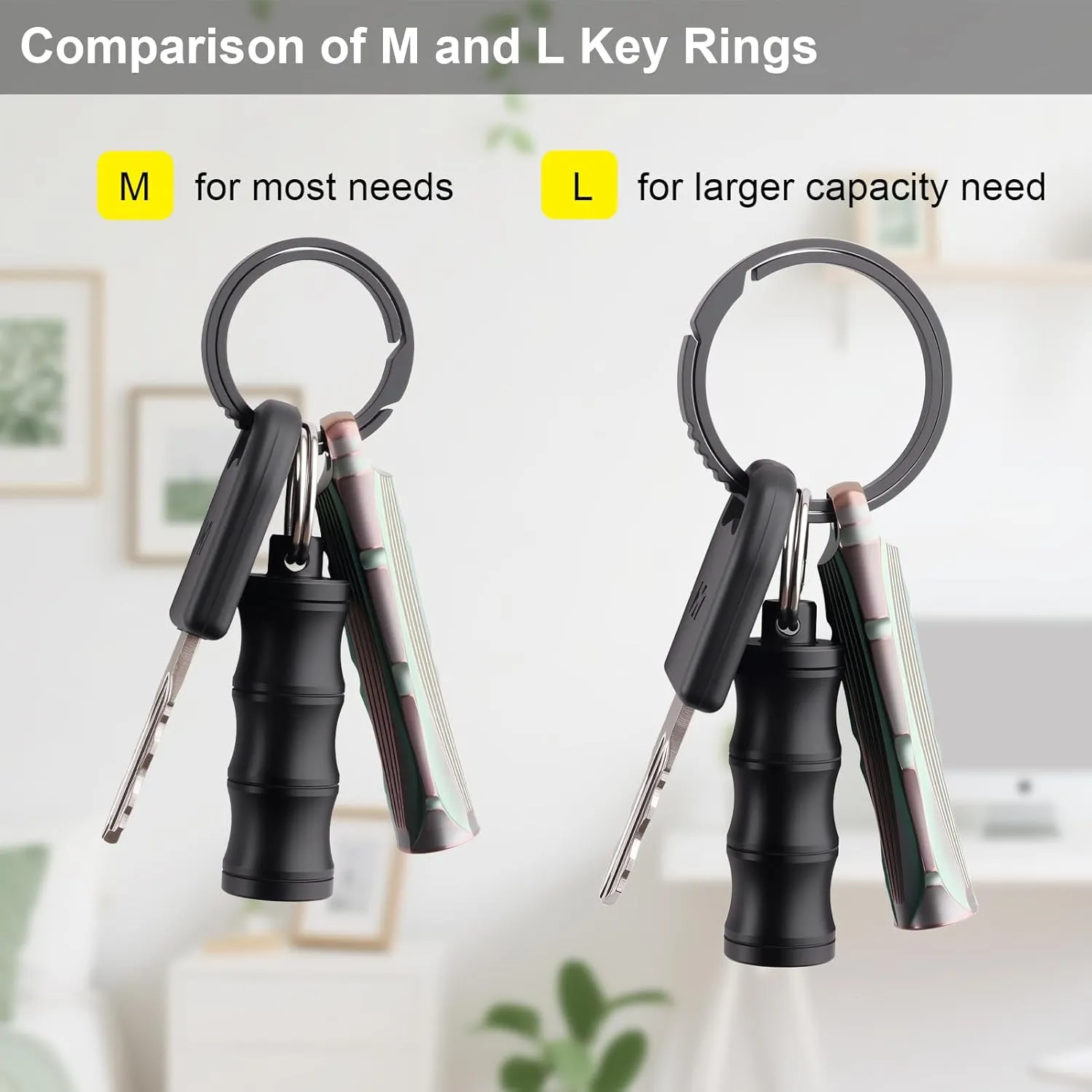 Titanium Key Rings Heavy Duty Side Pushing Split Keyrings for Key Carabiner Quick Release Keychain Rings