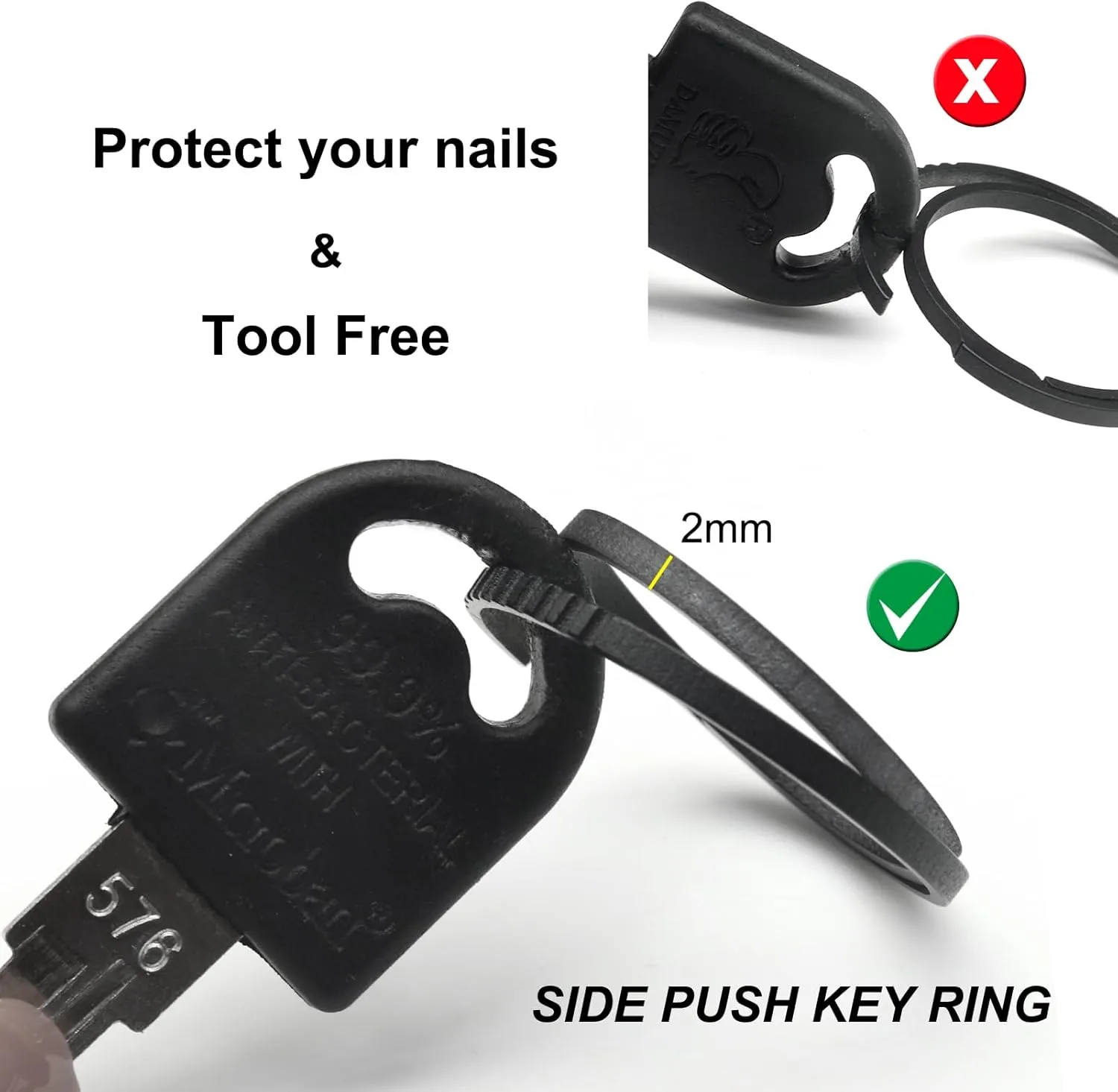 Titanium Key Rings Heavy Duty Side Pushing Split Keyrings for Key Carabiner Quick Release Keychain Rings