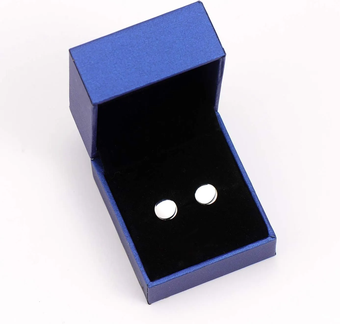 White Gold Plated Sterling Silver Dot Stud Earrings 3mm-10mm Options, Flat Round Disc Studs Hypoallergenic Jewelry