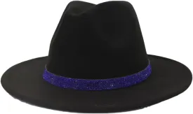 Women's Hat Chain Decor Wide Brim Fedora Hat Fall Winter Wedding Jazz Hats Men Felted Cap