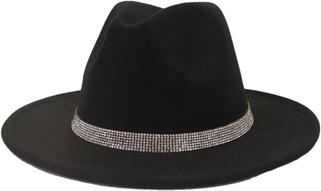 Women's Hat Chain Decor Wide Brim Fedora Hat Fall Winter Wedding Jazz Hats Men Felted Cap