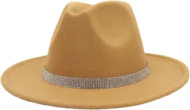 Women's Hat Chain Decor Wide Brim Fedora Hat Fall Winter Wedding Jazz Hats Men Felted Cap